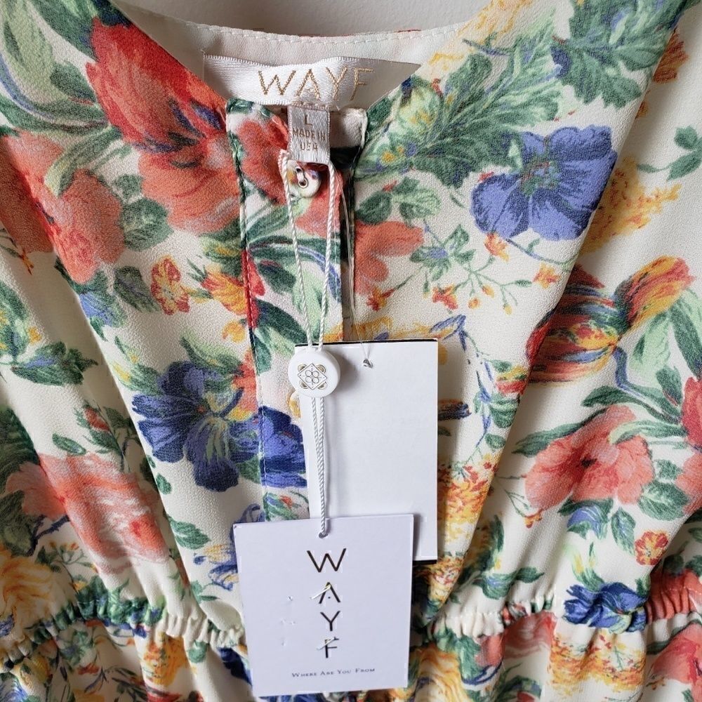 NWT WAYF FLORAL BUTTON DOWN DRESS L - Picture 7 of 8